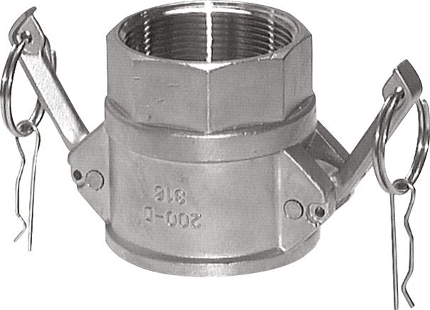 Camlock DN 120 (5'') Stainless Steel Coupling Rp 5'' Female Thread Type D MIL-C-27487