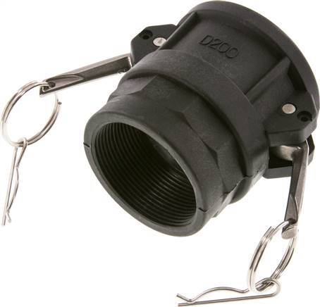 Acoplamiento de polipropileno Camlock DN 50 (2'') Rp 2'' Rosca hembra Tipo D MIL-C-27487