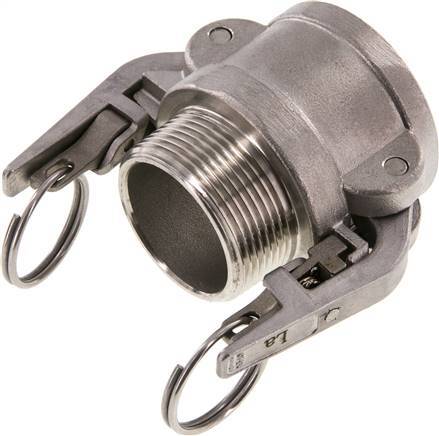 Camlock DN 40 (1 1/2'') SicherheitSKUpplung aus Edelstahl R 1 1/2'' Außengewinde Typ B MIL-C-27487