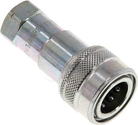 Steel DN 6.3 Hydraulic Coupling Socket 1/4 inch Female NPT Threads ISO 7241-1 B D 14.2mm