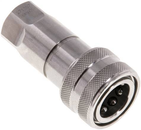 Stainless Steel DN 6.3 Hydraulic Coupling Socket G 1/4 inch Female Threads ISO 7241-1 B D 14.2mm