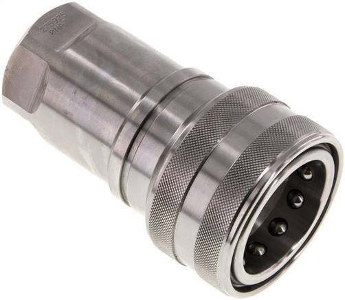 Stainless Steel DN 25 Hydraulic Coupling Socket G 1 inch Female Threads ISO 7241-1 B D 37.8mm