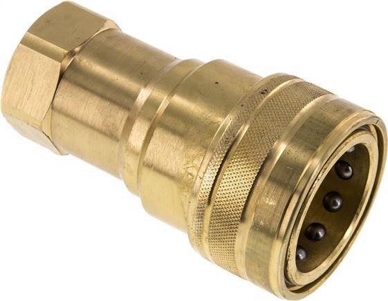 Brass DN 25 Hydraulic Coupling Socket G 1 inch Female Threads ISO 7241-1 B D 37.8mm