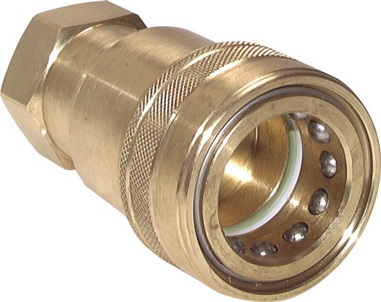 Brass DN 40 Hydraulic Coupling Socket G 1 1/4 inch Female Threads ISO 7241-1 B D 44.5mm