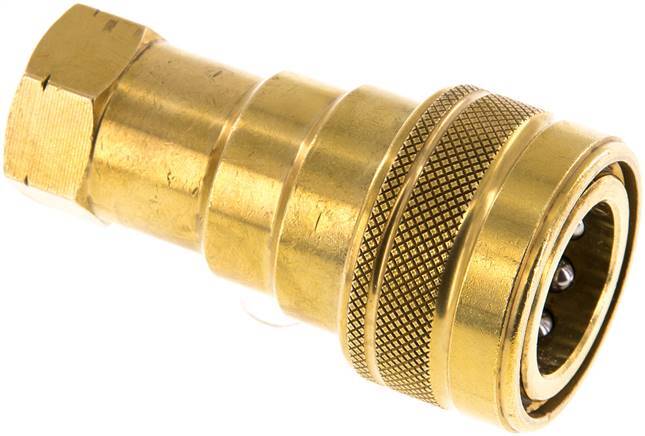 Brass DN 10 Hydraulic Coupling Socket 3/8 inch Female NPT Threads ISO 7241-1 B D 19.1mm