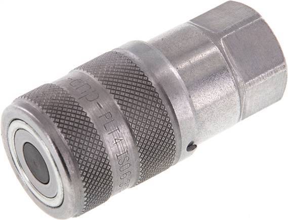 Steel DN 6.3 Flat Face Hydraulic Socket G 1/4 inch Female Threads ISO 16028 D 16.2mm