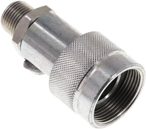 Steel DN 10 Hydraulic Coupling Socket 3/8 inch Male NPT Threads ISO 14540 D 19 mm