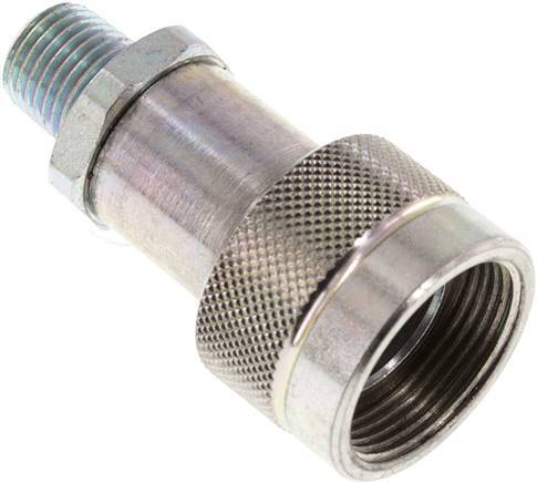 Steel DN 6.3 Hydraulic Coupling Socket 1/4 inch Male NPT Threads ISO 14540 D 15.9 mm