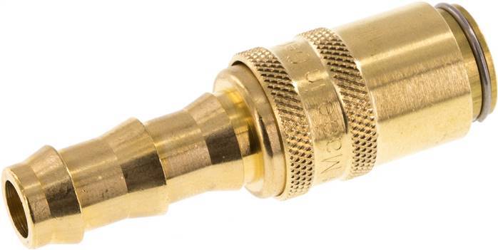 Brass DN 6 Mold Coupling Socket 9.5 mm Hose Pillar Double Shut-Off