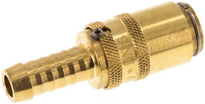 Brass DN 6 Mold Coupling Socket 9 mm Hose Pillar Unlocking Protection Double Shut-Off