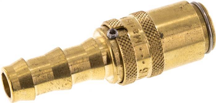 Brass DN 6 Mold Coupling Socket 9.5 mm Hose Pillar Unlocking Protection Double Shut-Off