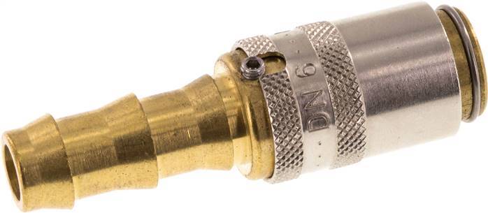 Brass DN 6 Mold Coupling Socket 9.5 mm Hose Pillar Unlocking Protection