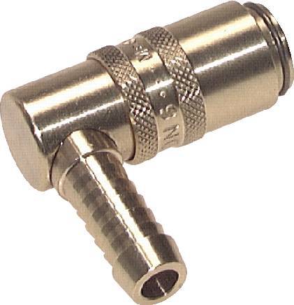 Brass DN 6 Mold Coupling Socket 9 mm Hose Pillar Double Shut-Off 90-deg