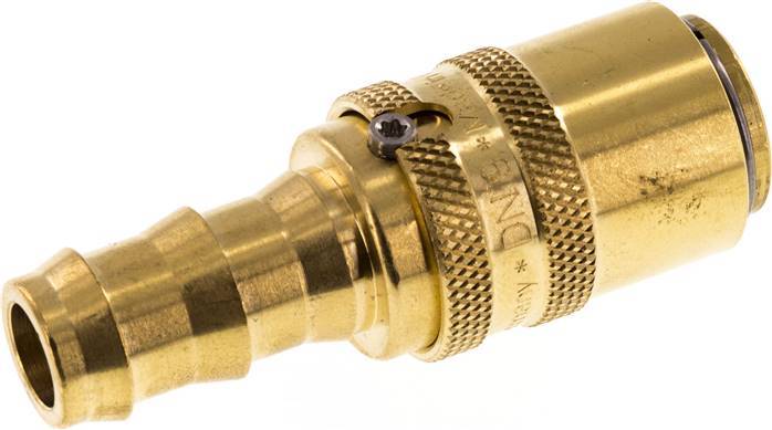 Brass DN 9 Mold Coupling Socket 12.7 mm Hose Pillar Unlocking Protection Double Shut-Off