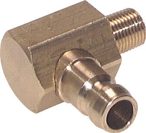 Brass DN 6 Mold Coupling Plug M10x1 Male Threads (Conical) 90-deg
