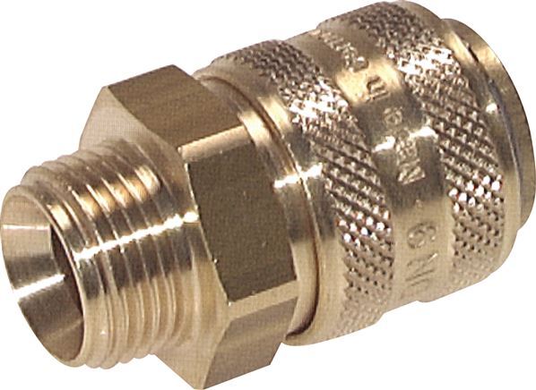 Brass DN 9 Mold Coupling Socket G 3/8 inch Male Threads Double Shut-Off