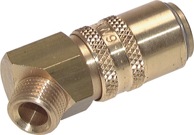 Brass DN 9 Mold Coupling Socket M16x1.5 Male Threads Double Shut-Off 45-deg