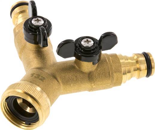 Brass Garden Hose Distributor G 3/4 inch Female Threads Ball Valve