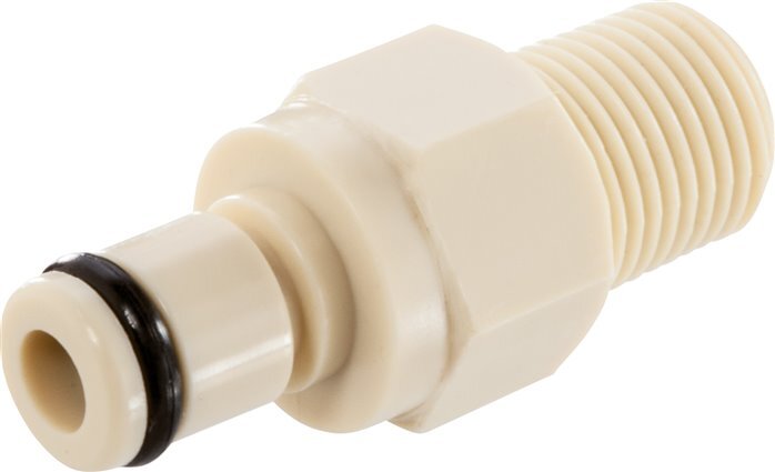 PP DN 3.2 Linktech Coupling Plug 1/8 inch Male NPT Threads Double Shut-Off Beige 20 Series