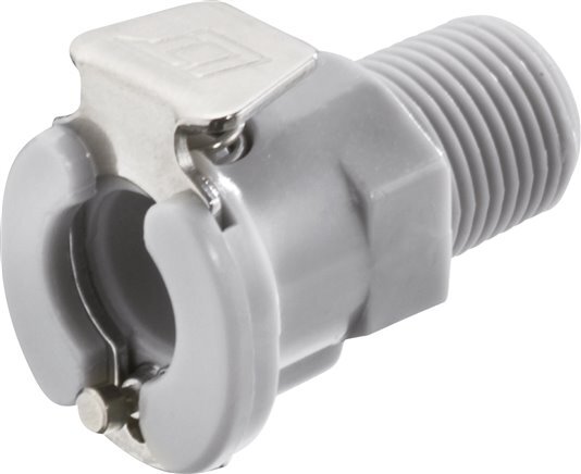 PP DN 3.2 Linktech-Kupplungsmuffe 1/8 Zoll NPT-Außengewinde Grau Serie 20