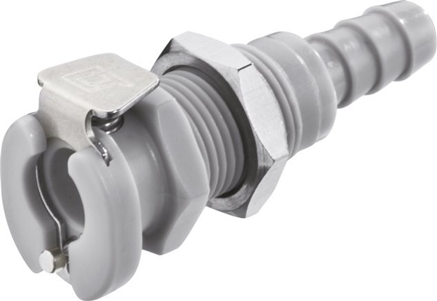 PP DN 3.2 Linktech Kupplungsmuffe 1.6 mm Schlauchsäule Bulkhead Double Shut-Off Grau 20 Serie