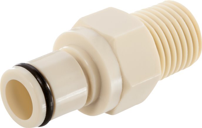 PP DN 6.4 Linktech Coupling Plug 1/4 inch Male NPT Threads Beige 40 Series