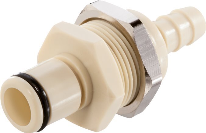 PP DN 6.4 Linktech Coupling Plug 6.4 mm Hose Pillar Bulkhead Beige 40 Series