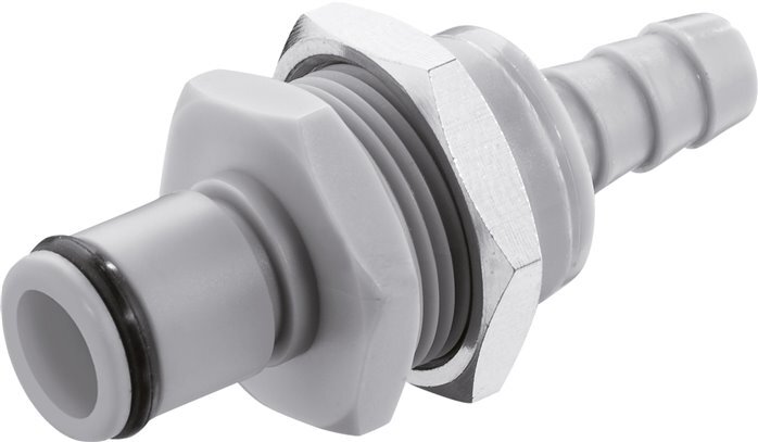 PP DN 6.4 Linktech Kupplungsstecker 6.4 mm Schlauch Säule Bulkhead Grau 40 Serie