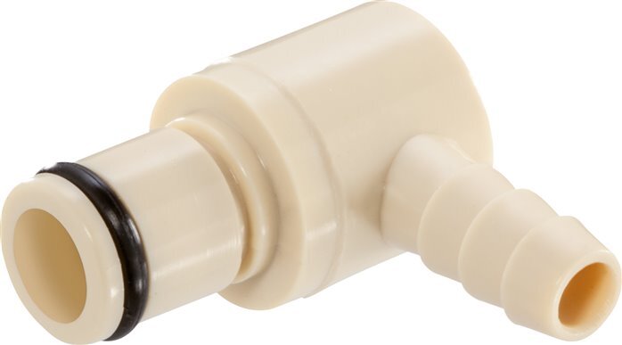 PP DN 6.4 Bouchon d'accouplement Linktech 6.4 mm Pilier de tuyau Beige 90-deg 40 Series