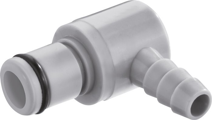 PP DN 6.4 Linktech Kupplungsstecker 6.4 mm Schlauchsäule Grau 90-deg 40 Serie