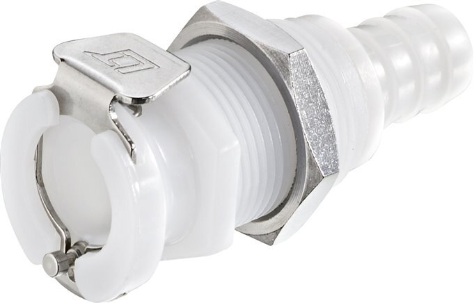 POM DN 6,4 Linktech-Kupplungsmuffe 6,4 mm Schlauchsäule Bulkhead Doppelabsperrung Serie 40