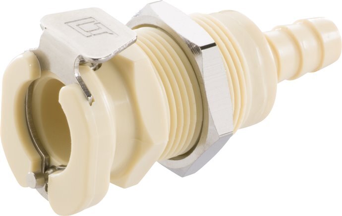 PP DN 6.4 Linktech Kupplungsmuffe 6.4 mm Schlauchsäule Schottwand Beige 40 Serie