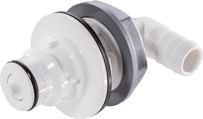 PSU DN 9.5 Linktech Koppeling Insteeknippel 9.5 mm Slangpilaar Schotkoppeling Dubbele afsluiting 90-deg 60 Series