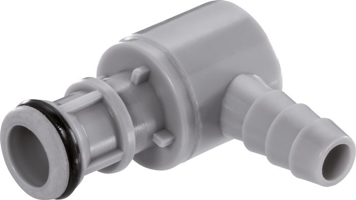 PP DN 6.4 Linktech Kupplungsstecker 6.4 mm Schlauchsäule Doppelabsperrung 90-deg 50 Serie