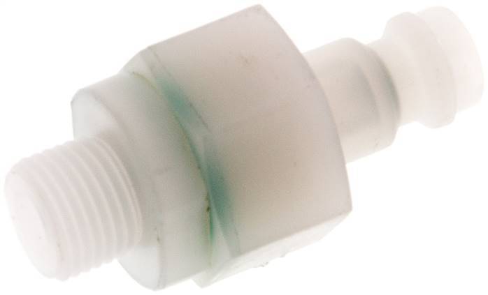 PVDF DN 5 Coupling Plug G 1/8 inch Male Threads Double Shut-Off