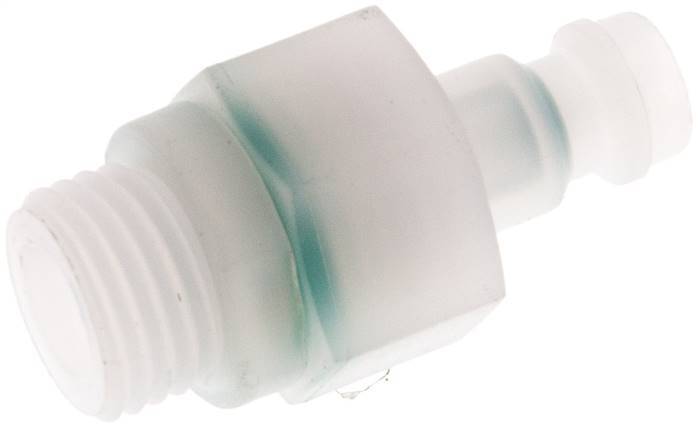 PVDF DN 5 Coupling Plug G 1/4 inch Male Threads Double Shut-Off