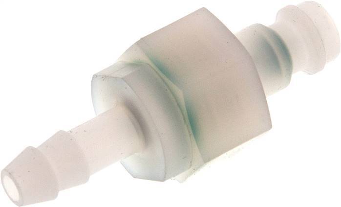 PVDF DN 5 Coupling Plug 6 mm Hose Pillar Double Shut-Off