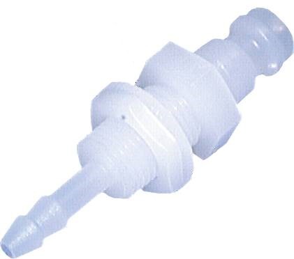 PVDF DN 5 Coupling Plug 4 mm Hose Pillar Bulkhead Double Shut-Off