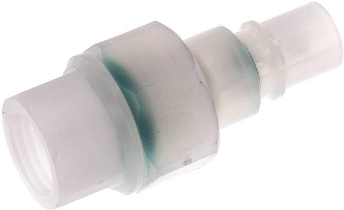 PVDF DN 7.2 Coupling Plug G 1/4 inch Female Threads Double Shut-Off