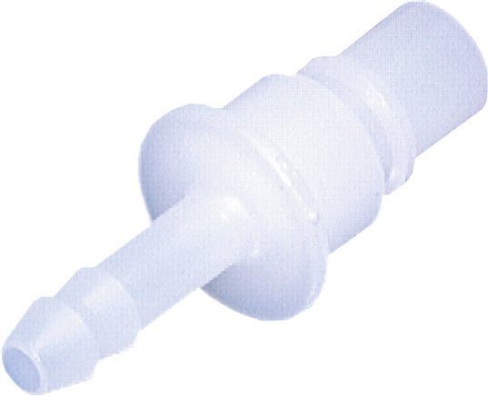 PVDF DN 7.2 Coupling Plug 6 mm Hose Pillar Double Shut-Off