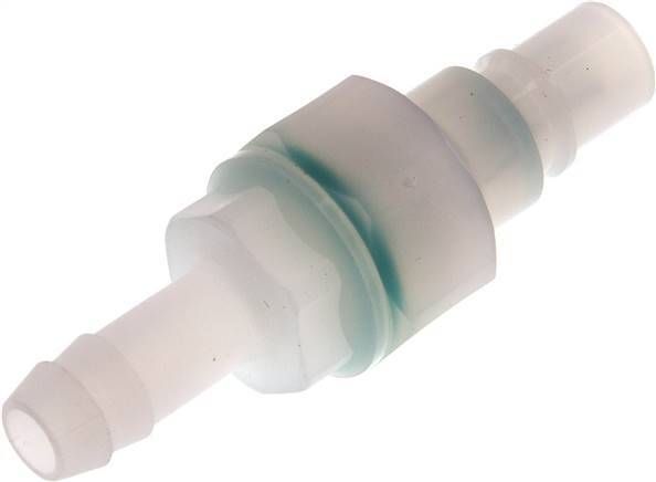 PVDF DN 7.2 Coupling Plug 9 mm Hose Pillar Double Shut-Off