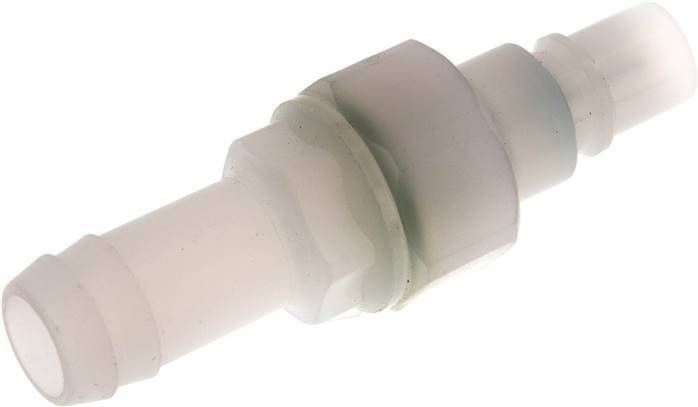 PVDF DN 7.2 Coupling Plug 13 mm Hose Pillar Double Shut-Off