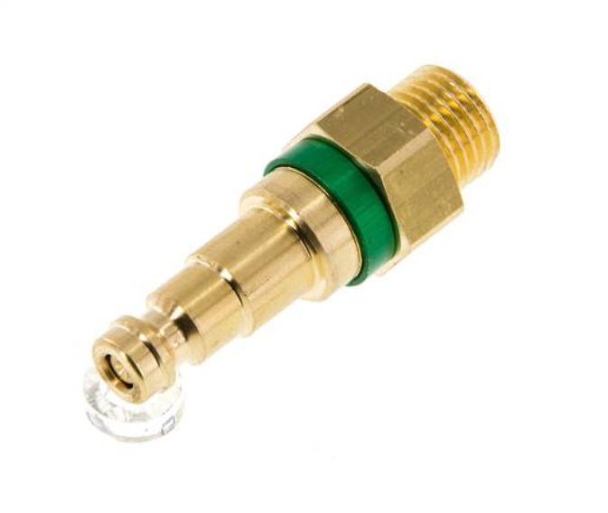 Brass DN 5 Green Air Coupling Plug G 1/4 inch Male Double Shut-Off