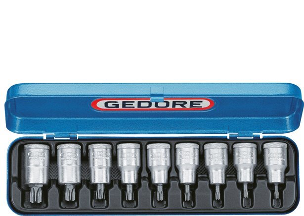 TX20 - TX60 Torx 1/2" Gedore Douille De Tournevis 9 Pièces