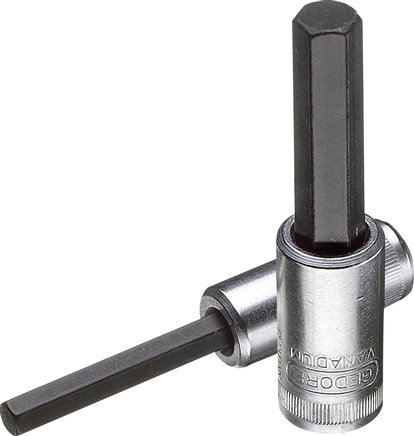 inserción de pasador largo de 1/4" Gedore de 60 mm para tornillos de cabeza hueca hexagonal de 3 mm