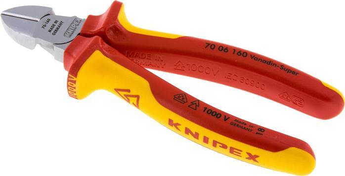 Alicates de corte diagonal Knipex 160 mm VDE probado hasta 1000V