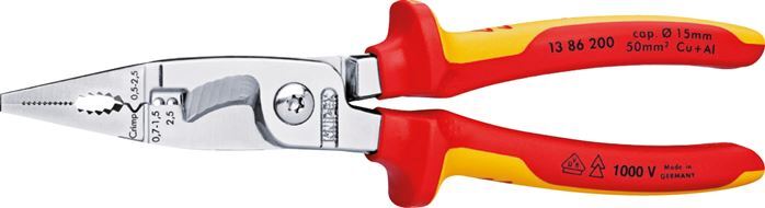 Knipex Elektroinstallationszange 200mm VDE-geprüft bis zu 1000V