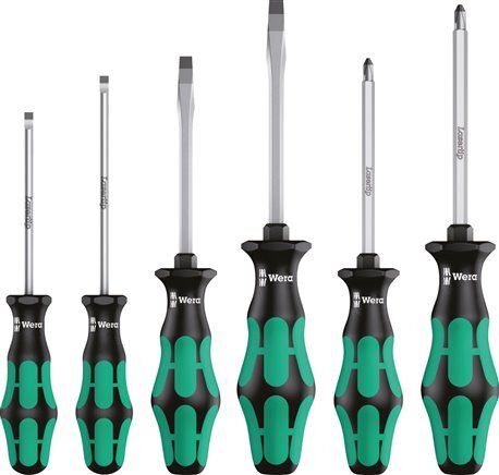 Wera 6-Piece Slotted/Pozidriv Laser Tip Hexagonal Blade Screwdriver Set