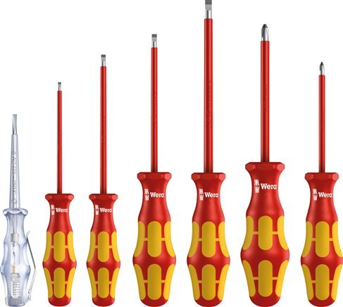 Wera - Jeu de 7 tournevis à fente et à molette avec pointe laser pour tester la tension électrique