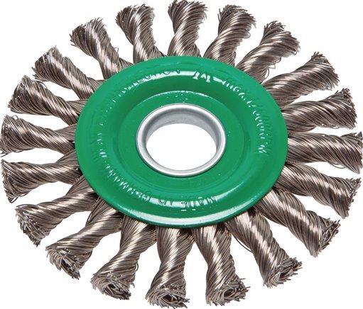 Brosse ronde en acier inoxydable tressée 115X12 mm Emplacement Trou 22.2 mm